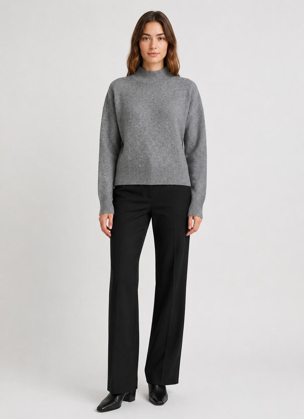 & Other Stories LA Wool Blend Mock Neck Sweater Pullover Womens Size Medium Grey